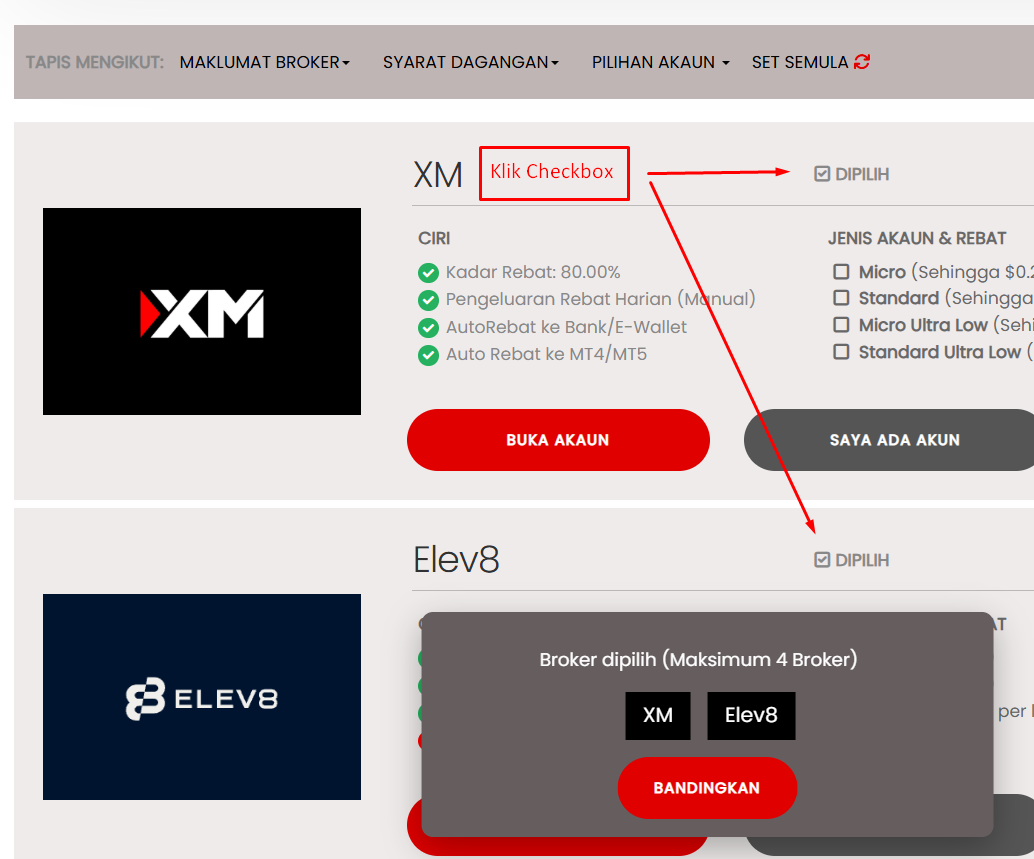 cara bandingkan broker