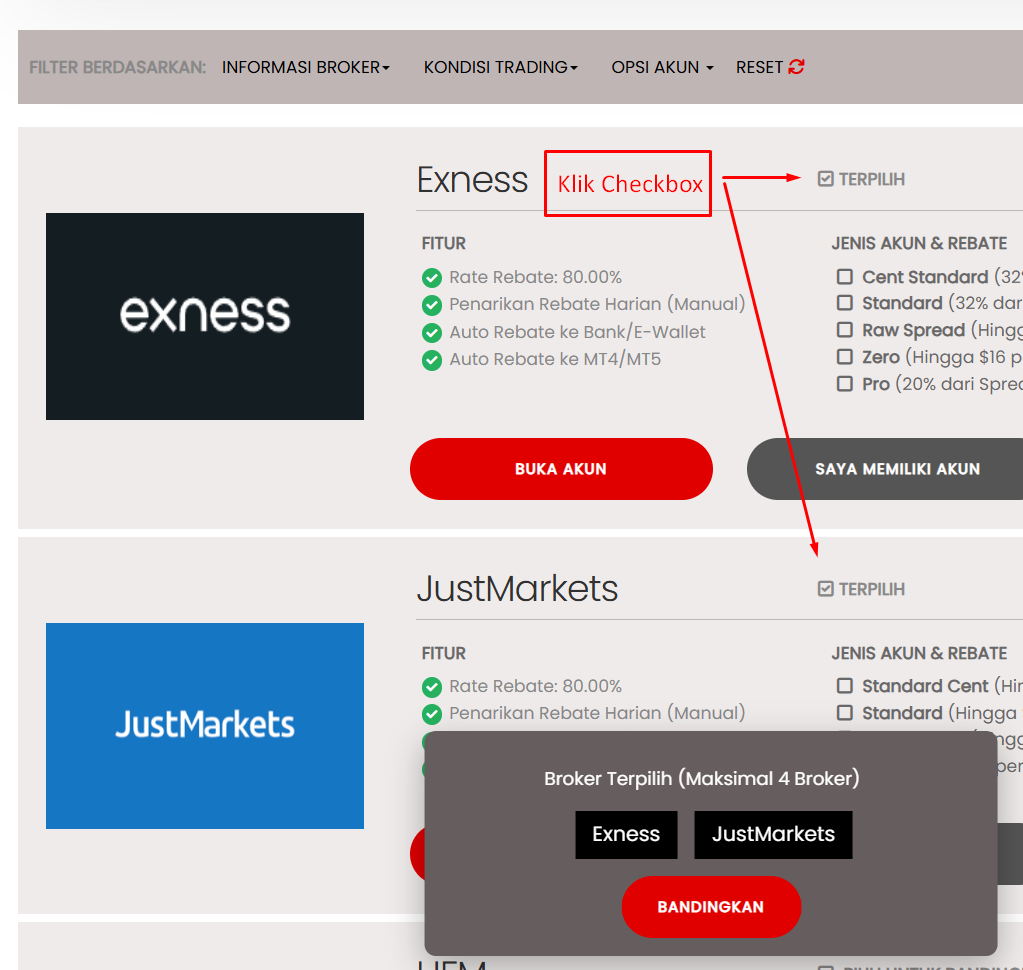 cara membandingkan broker