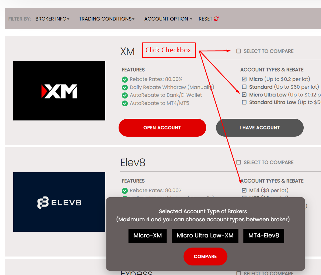how to compare account types