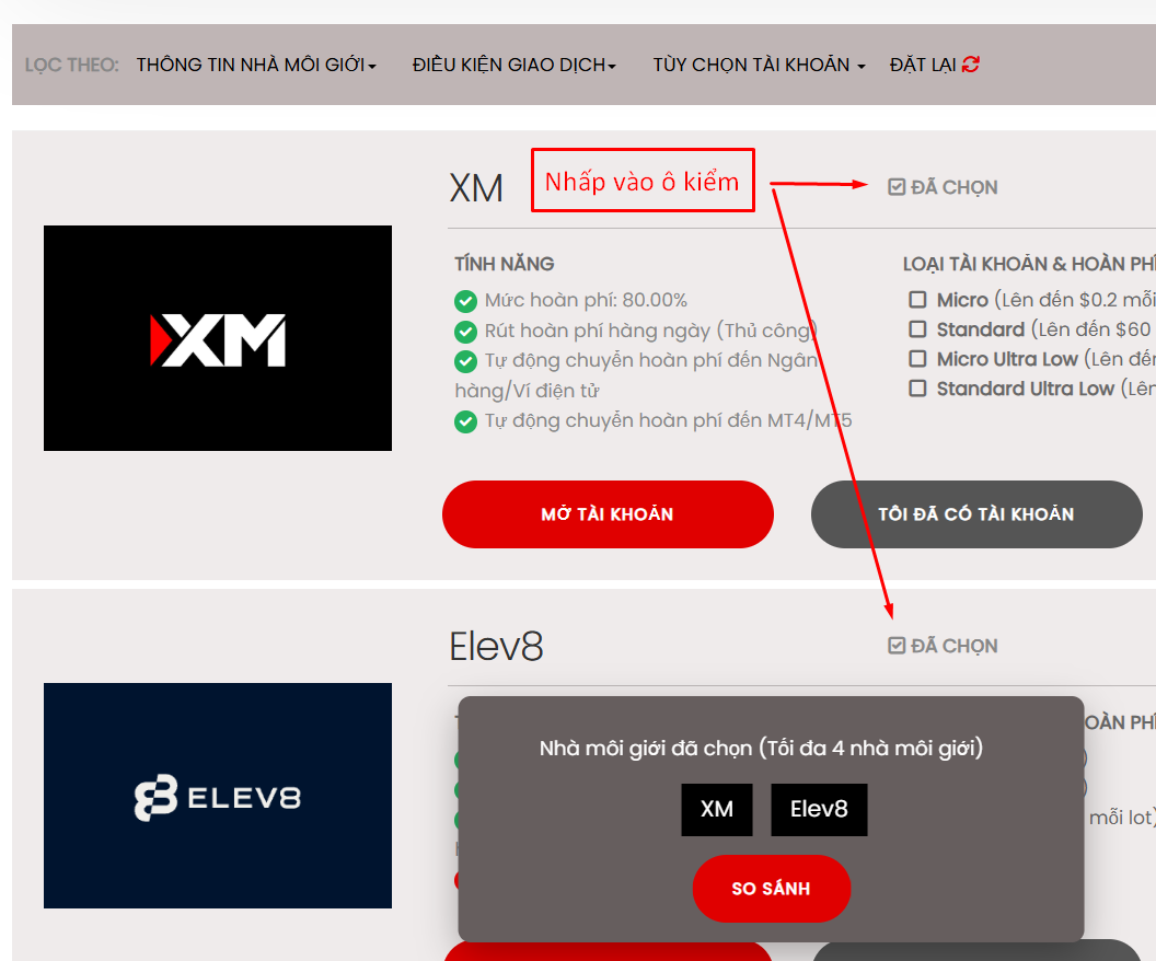 Cách so sánh broker?